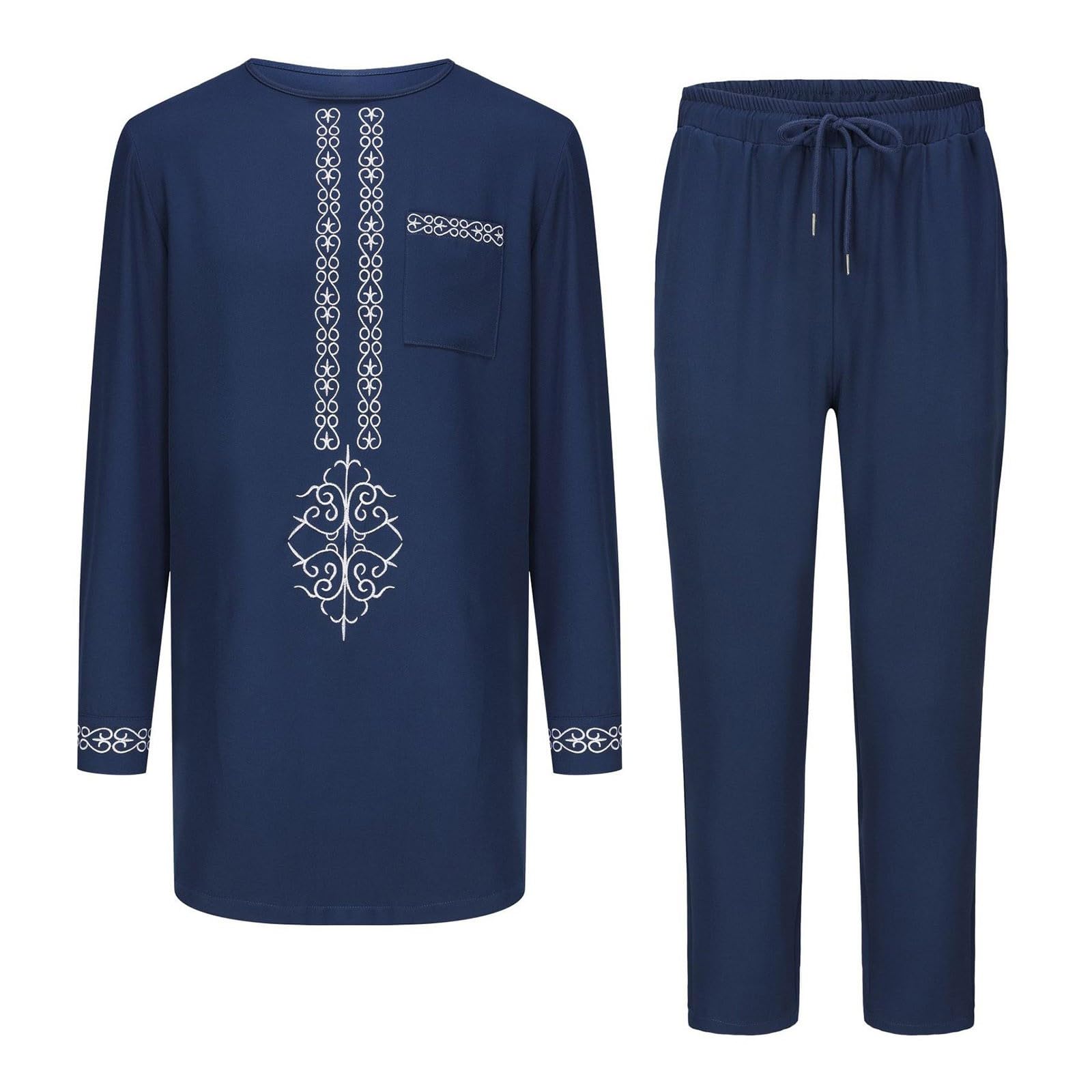 Conjunto de Dashiki para hombre Traje étnico tradicional Traje casual Acogedor Vestidos étnicos de dos piezas Bata africana