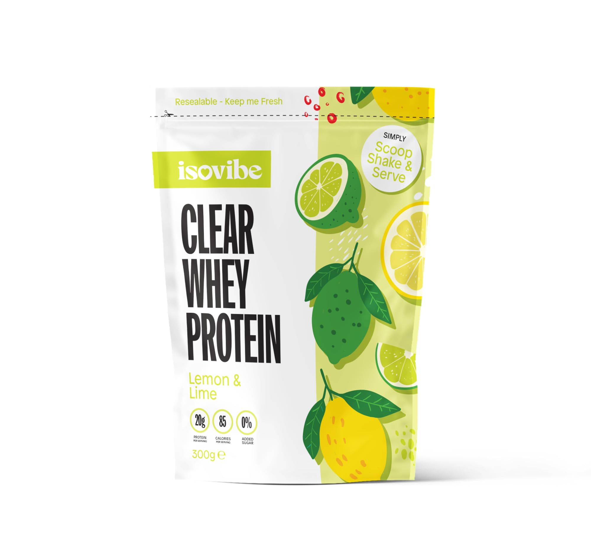 Isovibe Clear Whey Protein Powder Lemon & Lime 300g (Pack of 1) Refreshing Protein Water | Zero Added Sugar