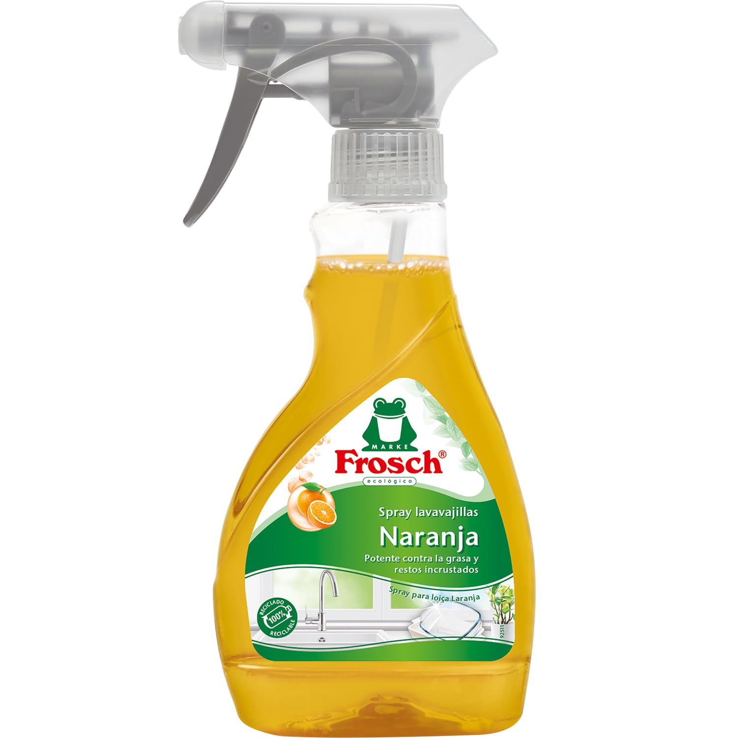 Frosch Spray Lavavajillas Naranja 300ml - Limpiador Desengrasante Ecológico con Extractos Naturales - Elimina Grasa e Incrustaciones — view 2