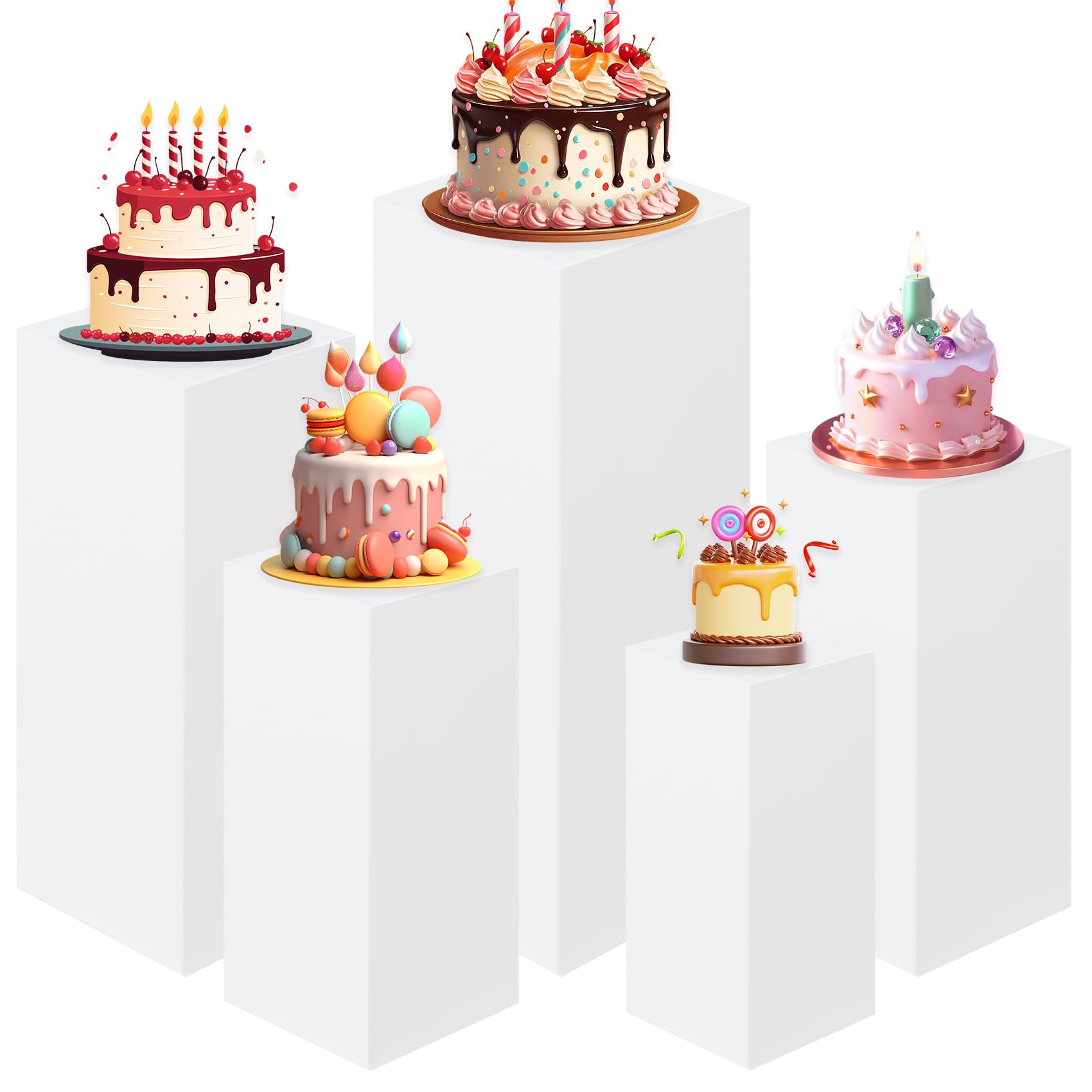 Photo 1 of HAISIWLKJ 3PCS Cylinder Pedestal Stands for Parties, White Metal Round Cylinder Plinths Dessert Table Display Pillars for Birthday Wedding Bridal Baby Shower Party Decorations(Large)