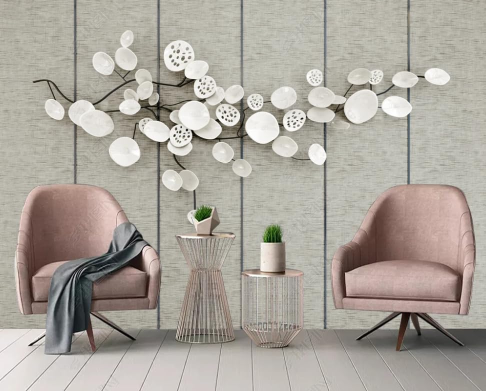 Papier peint intissé fleur relief pour camoufler les défauts d'un grand mur