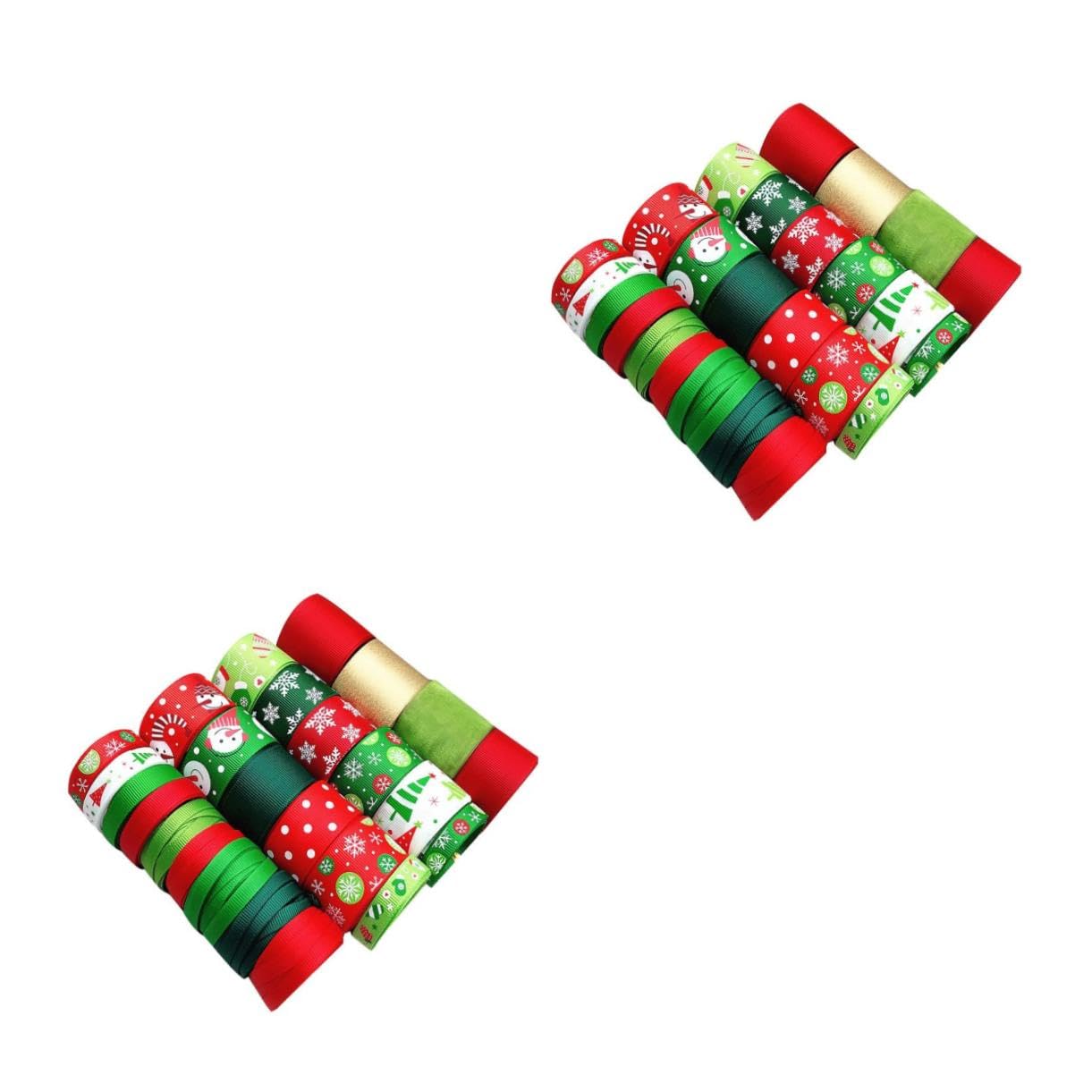 STOBOK 2 Sätze Geschenkband Weihnachtsband Diy Weihnachtsbaumbänder Dekorationen Bogen Basteln Ribbon Bandfeile Bandmaterial Selber Machen Weihnachtsdekorationsband Polyester 25 Stück * 2