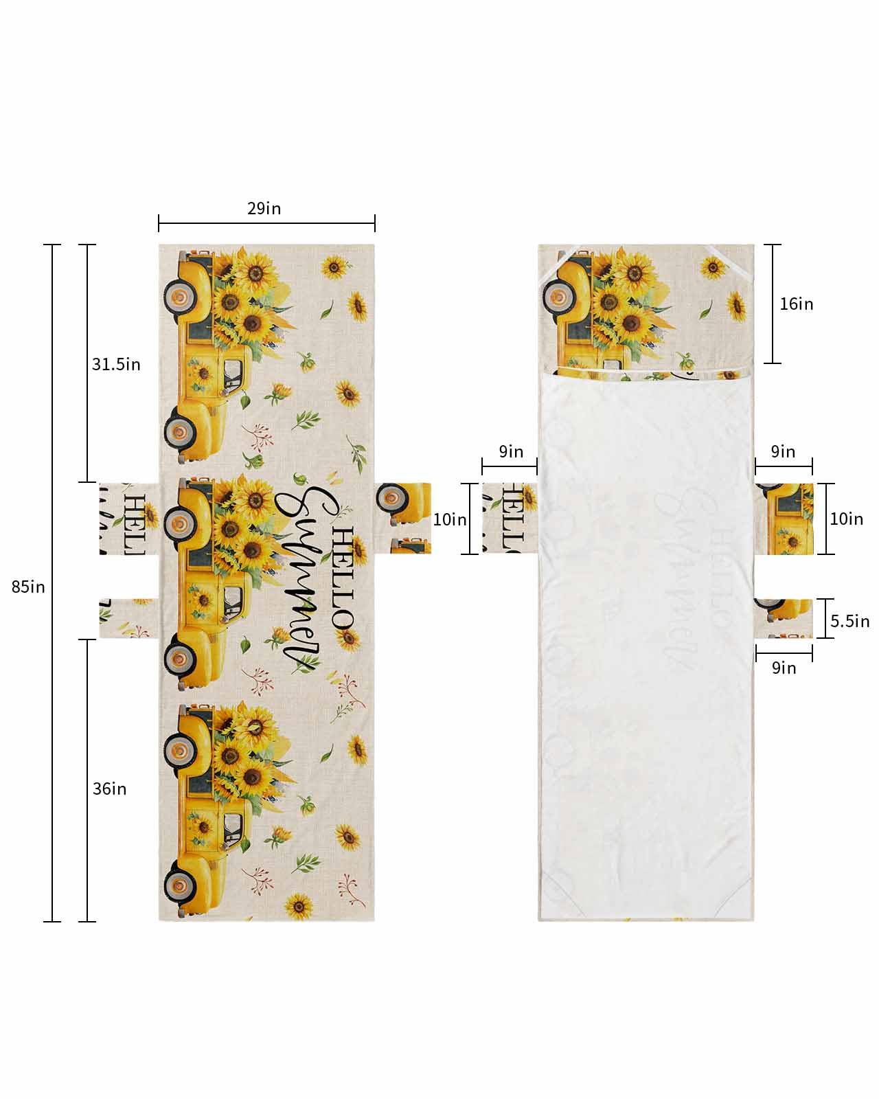 Yellow Floral Beach Lounge Chair Towel Cover, Soft Chaise Lounge Towel with Side Pockets Patio Pool Chairs Cover for Beach/Pool Sunbathing 29x85 Farmhouse Truck Sunflower Summer Spring