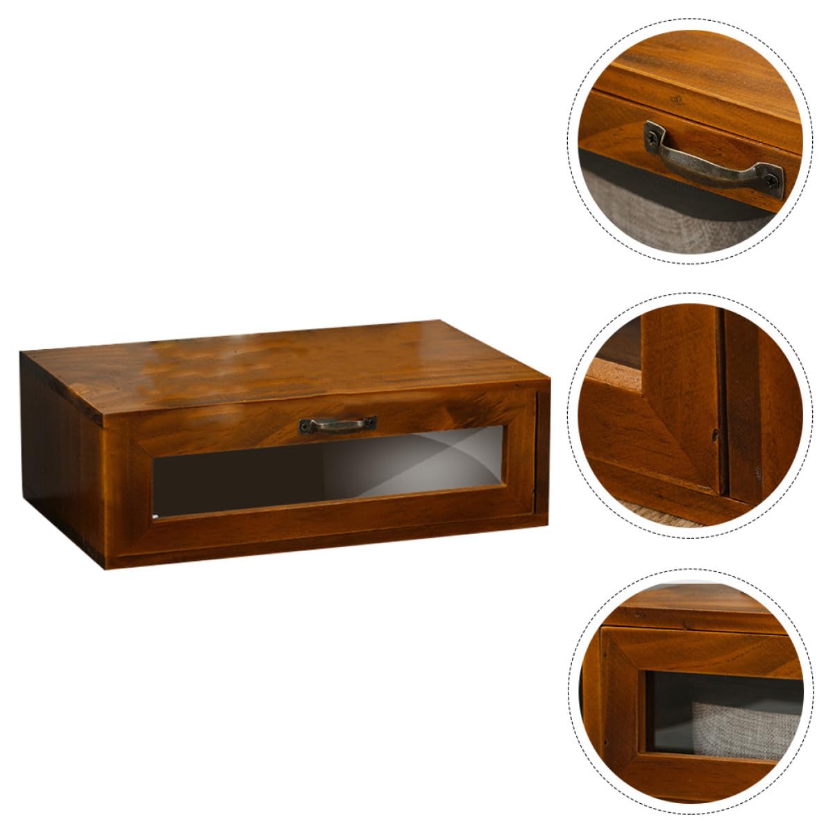 VANZACK Supporto e Organizzazione di Cancelleria e Oggetti Vari per Monitor da Computer in Legno Marrone Cassetto Acrilico e Ripiano Elevatore per Archiviazione Desktop