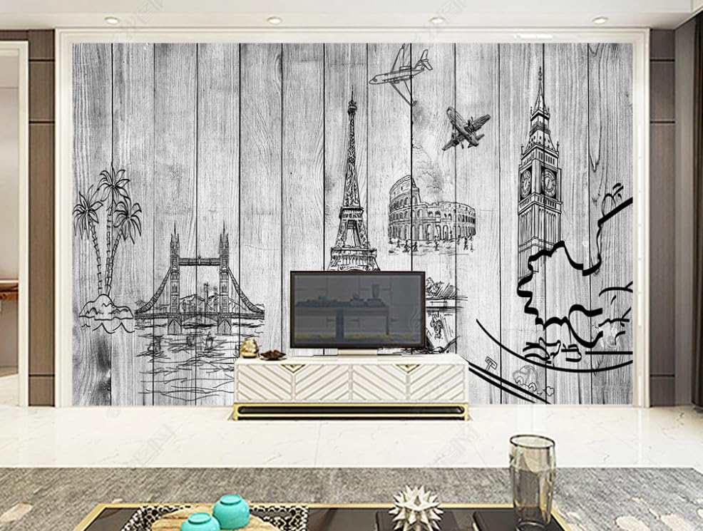 Papier peint intissé haut de gamme grand format 400x280 cm décor architecture nostalgique - 2