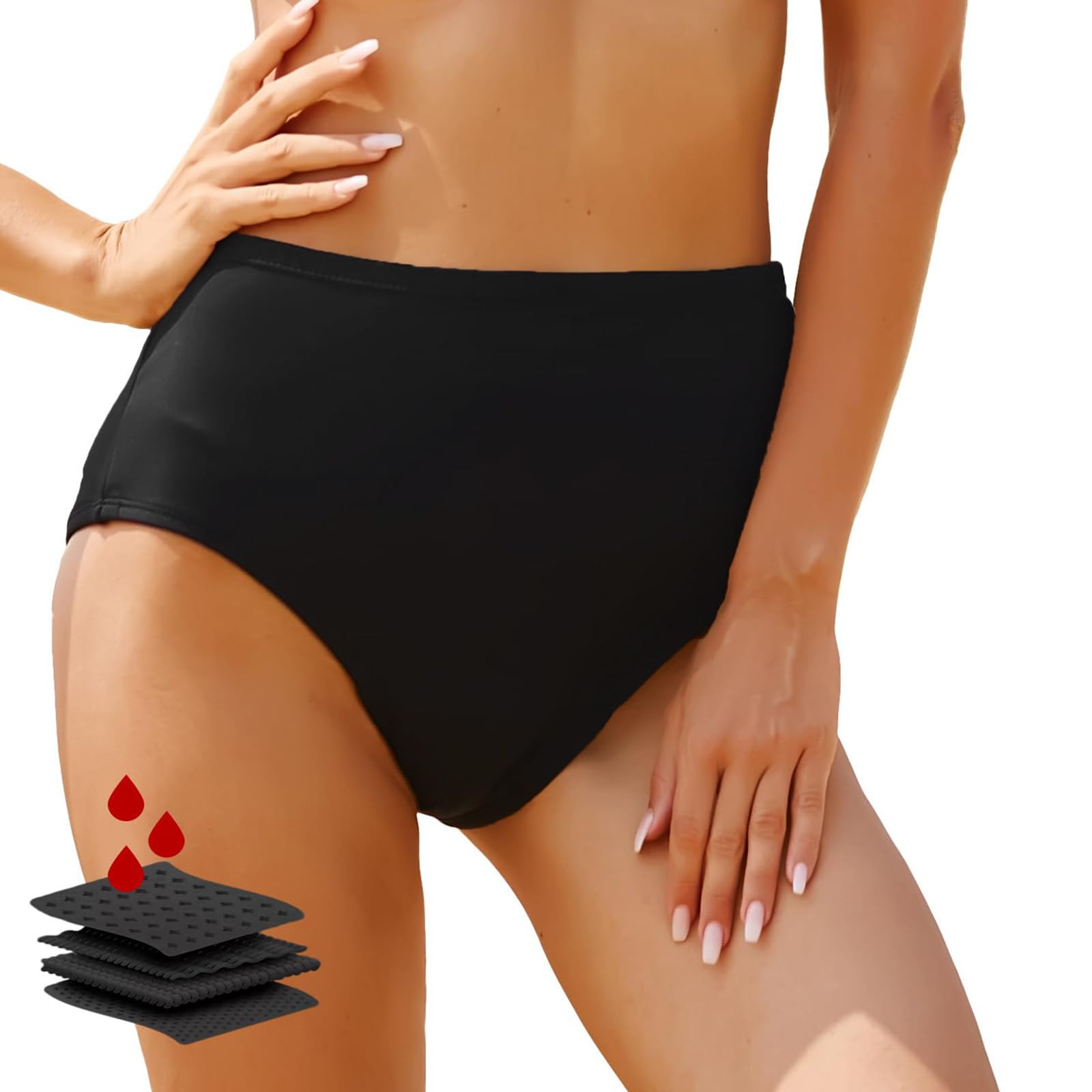 Genérico Traje de baño menstrual, Parte Inferior de Bikini de Cintura Alta, a Prueba de Fugas, para Adolescentes, niñas y Mujeres