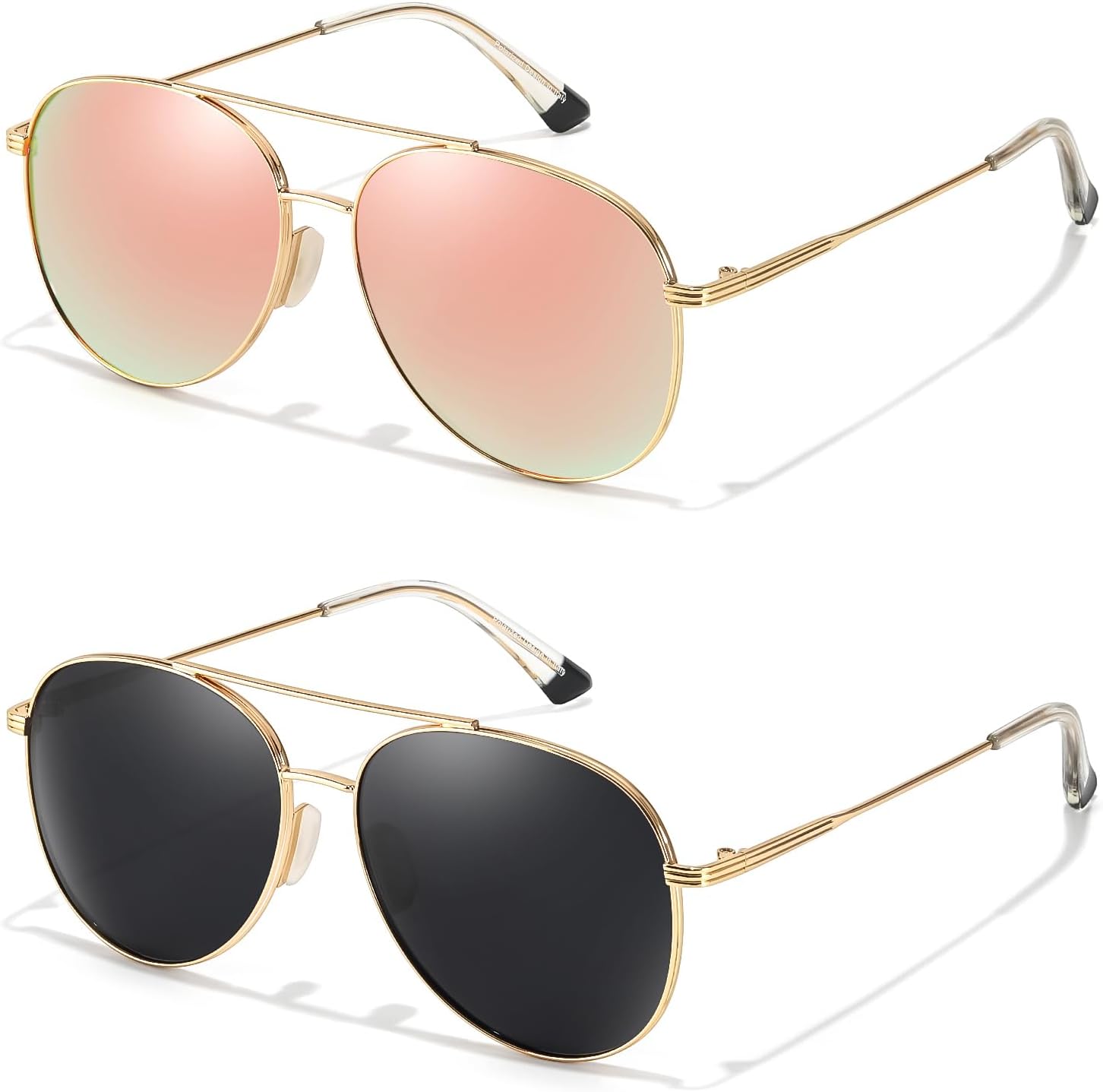 TJUTR Tangle Free Aviator Sunglasses for Women & Men, Polarized UV Protection Trendy Shades, No-Snag Metal Frame Glasses