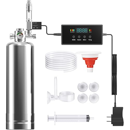 ZRDR Aquarium Co2 Generator System New Upgraded Automatic Timing Motor Valve 2L with Pressure Gauge Bubble Counter for Aquarium Plants，Stable Output