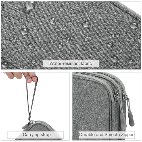 Image of FYY Electronic Organizer, Travel Cable Organizer Bag Pouch Electronic Accessories Carry Case Portable Waterproof Double Layers Storage Bag for Cable, Cord, Charger, Phone, Medium Size, Dark Grey