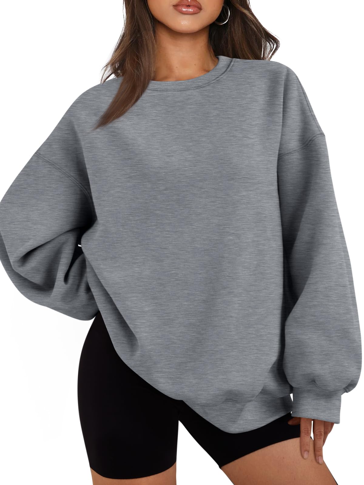 EFAN Womens Oversized Sweatshirts Crewneck Casual Lounge Fall Outfits 2026 | Fleece lined, comfort stretch fabric, basic loose hoodie, maternity, workout, lounge wear, winter, airport fashion clothes