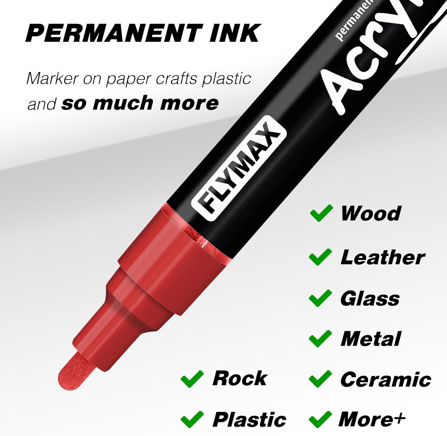 FLYMAX Grey Marker Paint Pens - Permanent Marker Pens Grey Acrylic Paint Water-Based 2.5mm Medium Tip Waterproof Quick-Drying (3 in 1Pack)