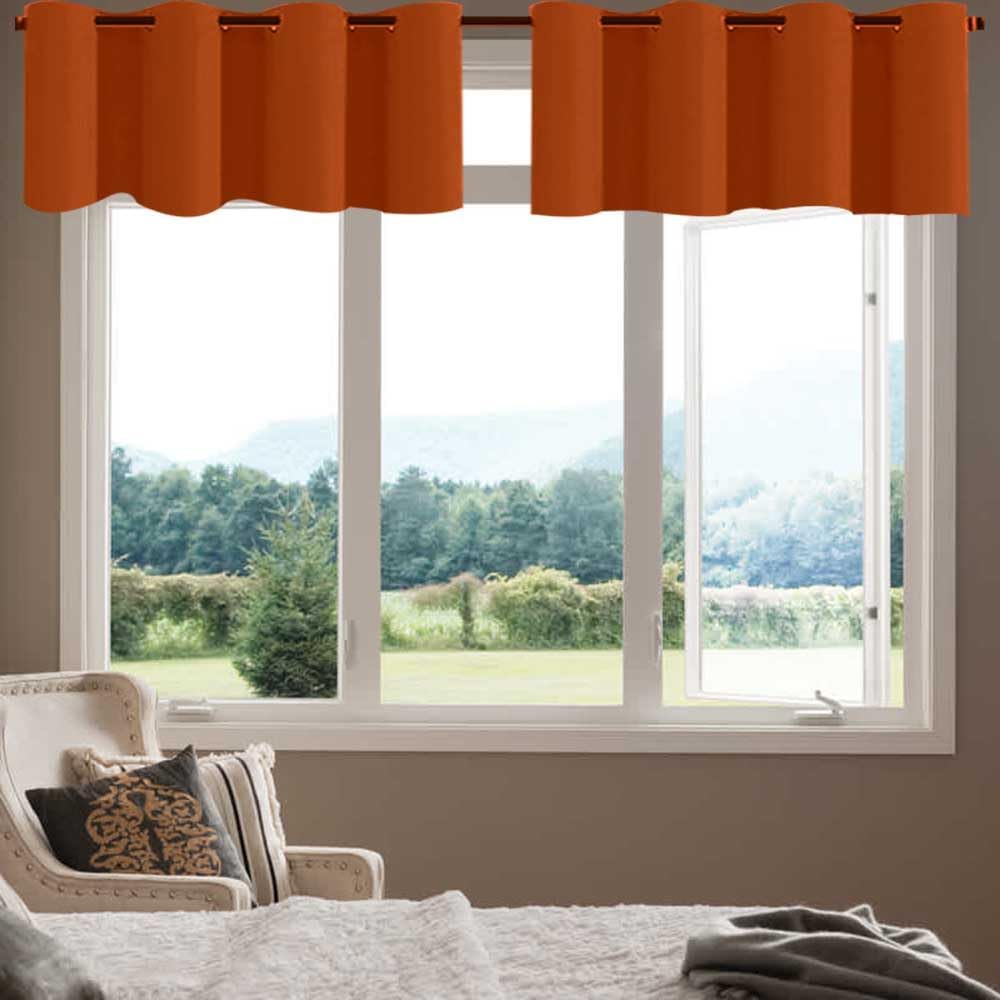 Orange Valances for Windows 2 Pack Clearance Grommet Blackout Kitchen Curtains Valances for Living Room Bedroom 52 x 18 Small Window Valances