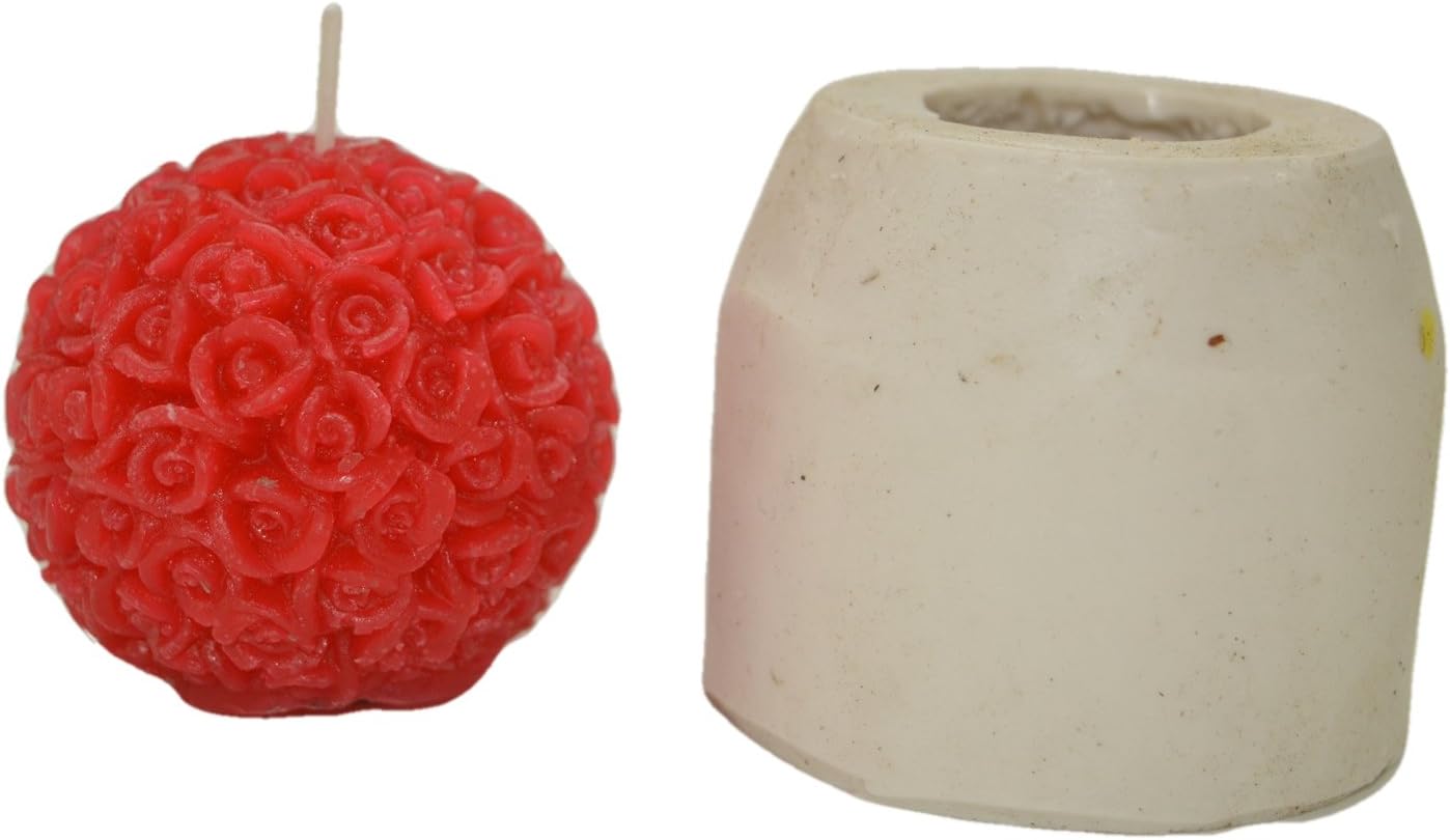 Niral Industries Silicone Rose Ball Candle Mould; 5.3 x 5.3 x 5.3 cm