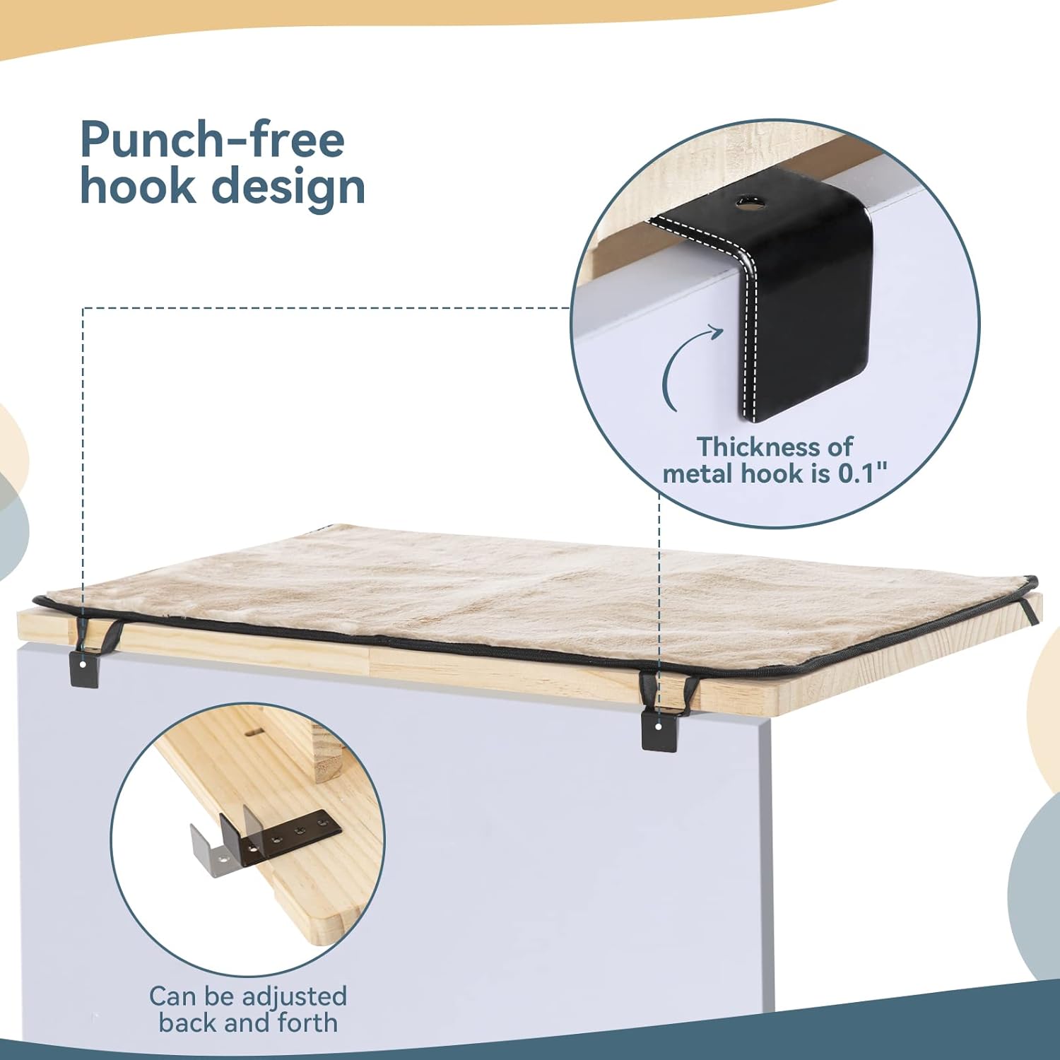 Cat Window Perch, Fit for 2 Cats, Natural Wood with Removable Fleece Mat Space Saving Cat Window Seat for Cats : Pet Supplies