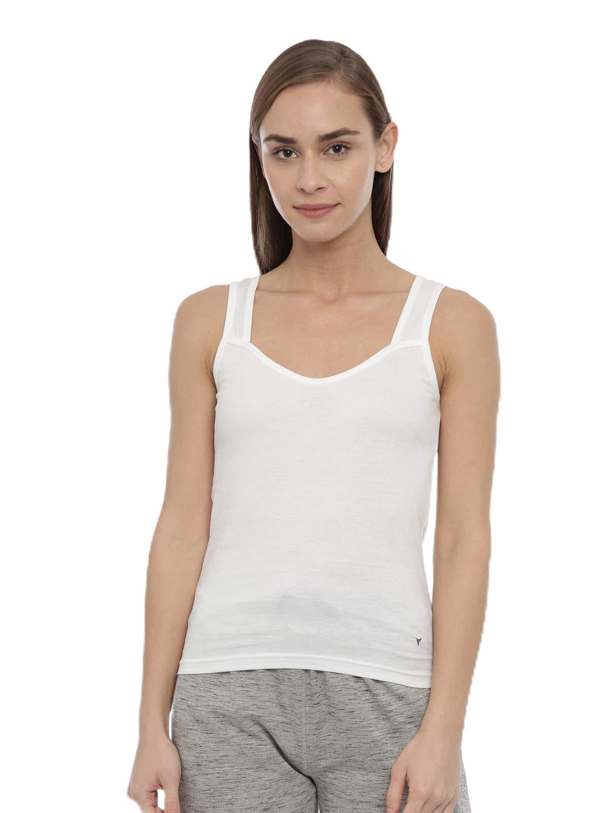 blossom Active Slip Streatchable Soft Pure Knitted Cotton Fabric Broad Shoulder Straps Sleeveless Tank Tops for Everyday-picture-15