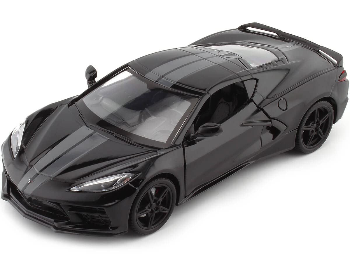 Chevrolet Corvette Stingray C8 Siyah 1:24 Motor MAX 79360 ile
