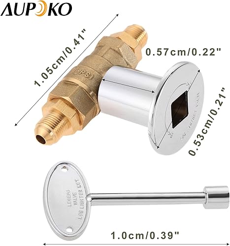 Miniatura 3 de Aupoko Kit de válvula de cierre recta de 12 pulgada para fogatas de gas NG LP, llave de 3 pulgadas y 2 accesorios de 38 macho x 12 NPT, se adapta a