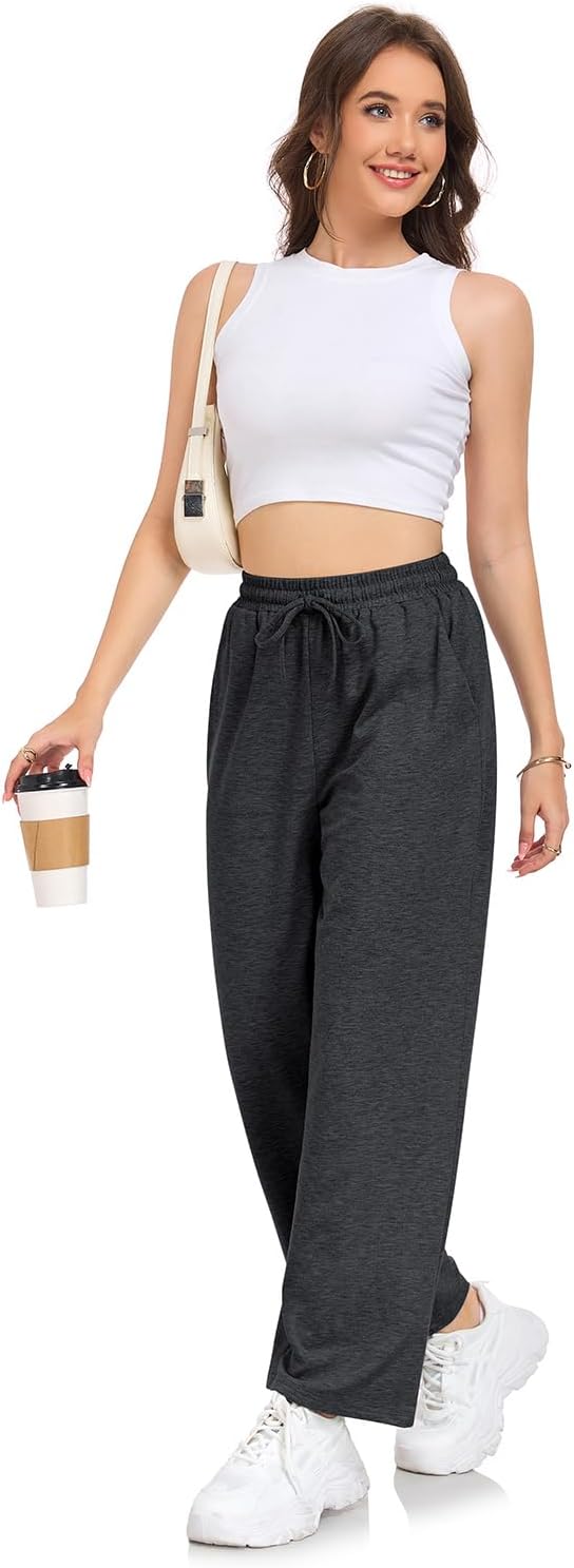 Womens Sweatpants Loose High Waist Wide Leg Lounge Pants Fall Outfits Athletic Joggers with Pockets - Image 5