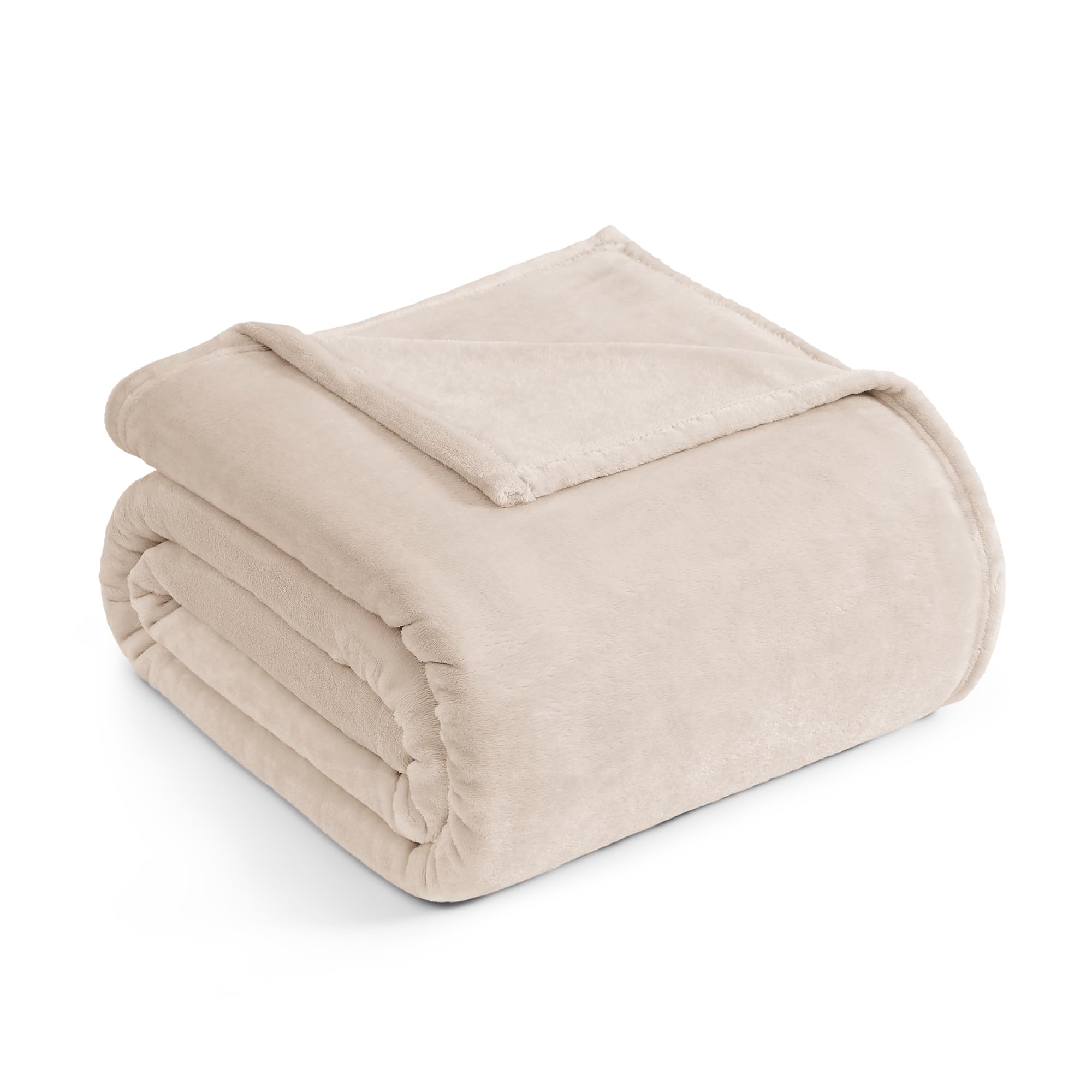 Casa Platino Fleece Blanket Twin Size – 300 GSM Beige Fleece Throw for Bed or Couch – Soft Cozy Warm Holiday Bed Blanket for Winter, Fuzzy Plush