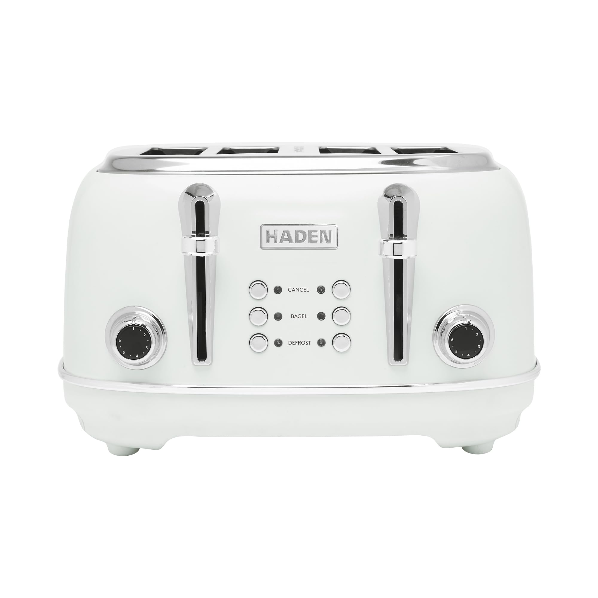 HADEN Heritage Toaster with Extra Wide Slots, 1500-Watt, Ivory & Chrome - Retro Stainless Steel Design with Self-Centering Function, Adjustable Browning Control & Removable Crumb Tray