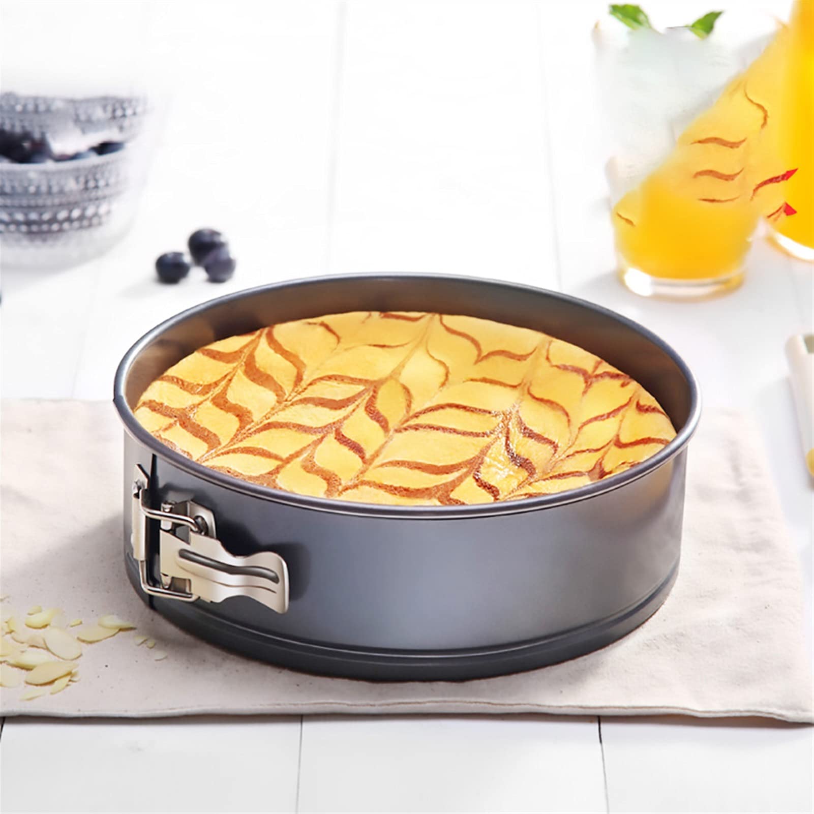 Sartén Antiadherente de Acero al Carbono, Molde para Calabaza, Molde Redondo para Pastel, Juego de moldes para Hornear Pasteles y Bandeja para Hornear，12 Inch