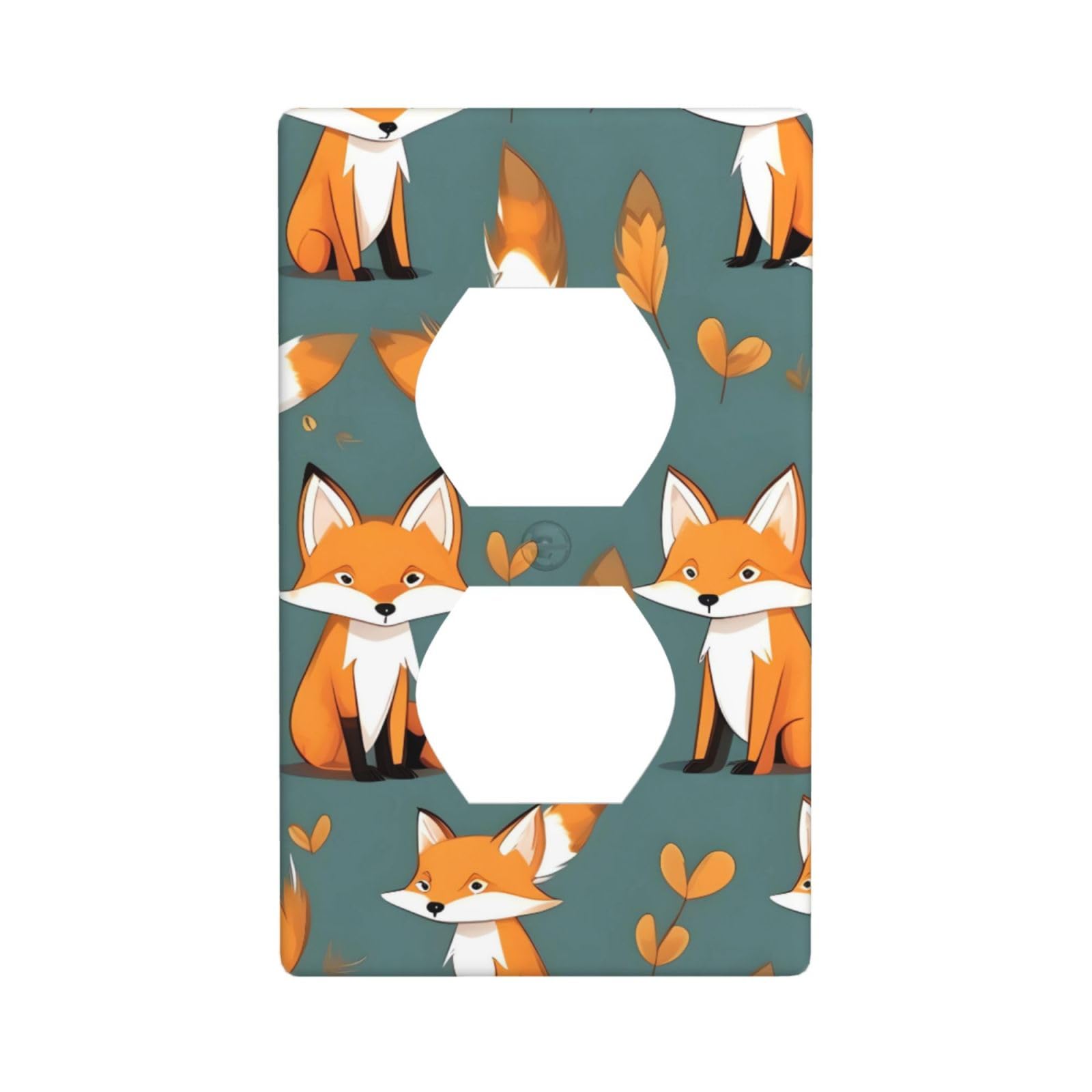 Yellow Fox Decorative Switch Plate Cover-Unbreakable Polycarbonate Wall Plate for Home Office, 1 Gang with Screws