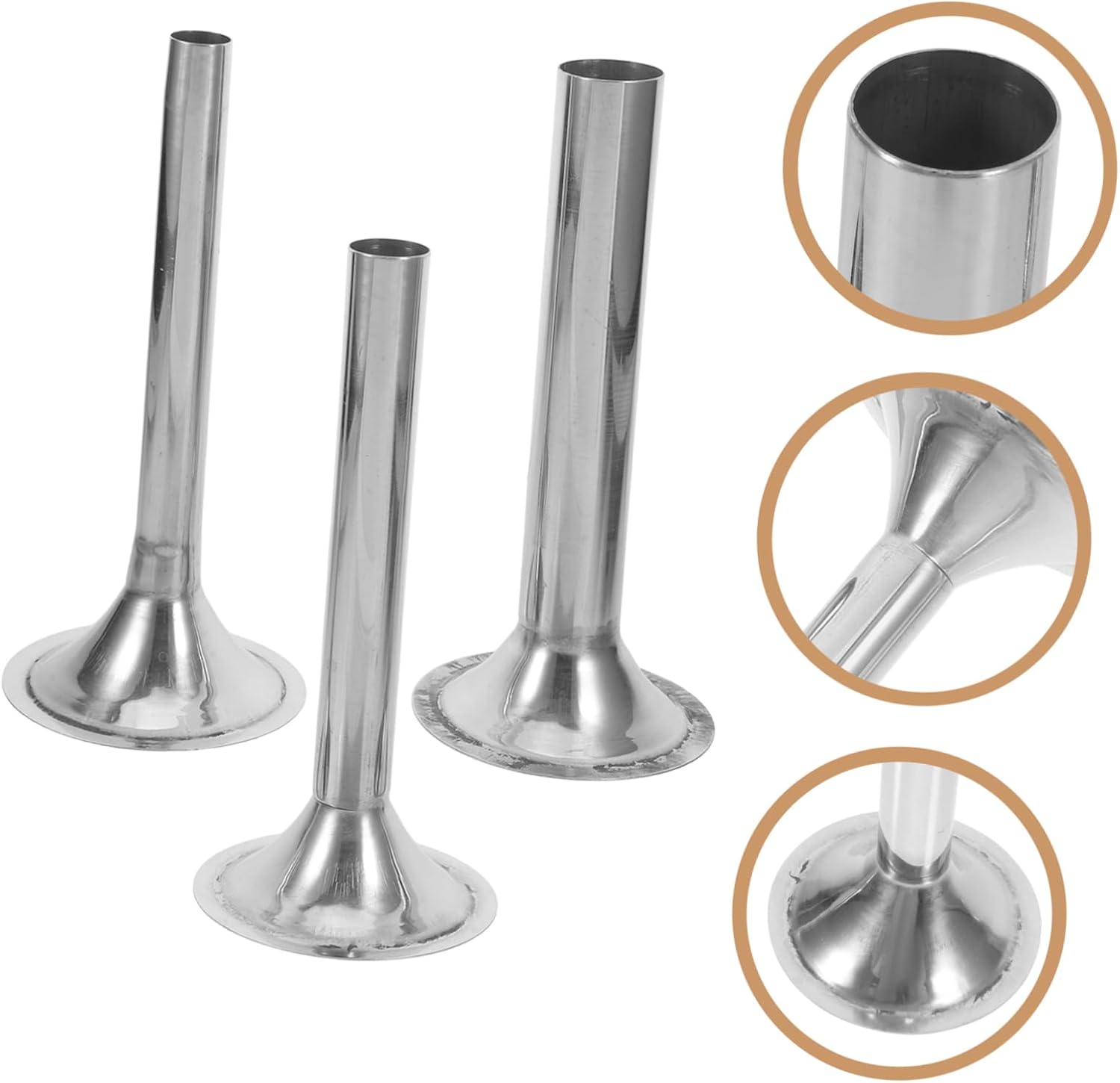 3pcs Sausage Stuffer Meat Filling Attachment Stainless Steel Tube for Meat Grinder