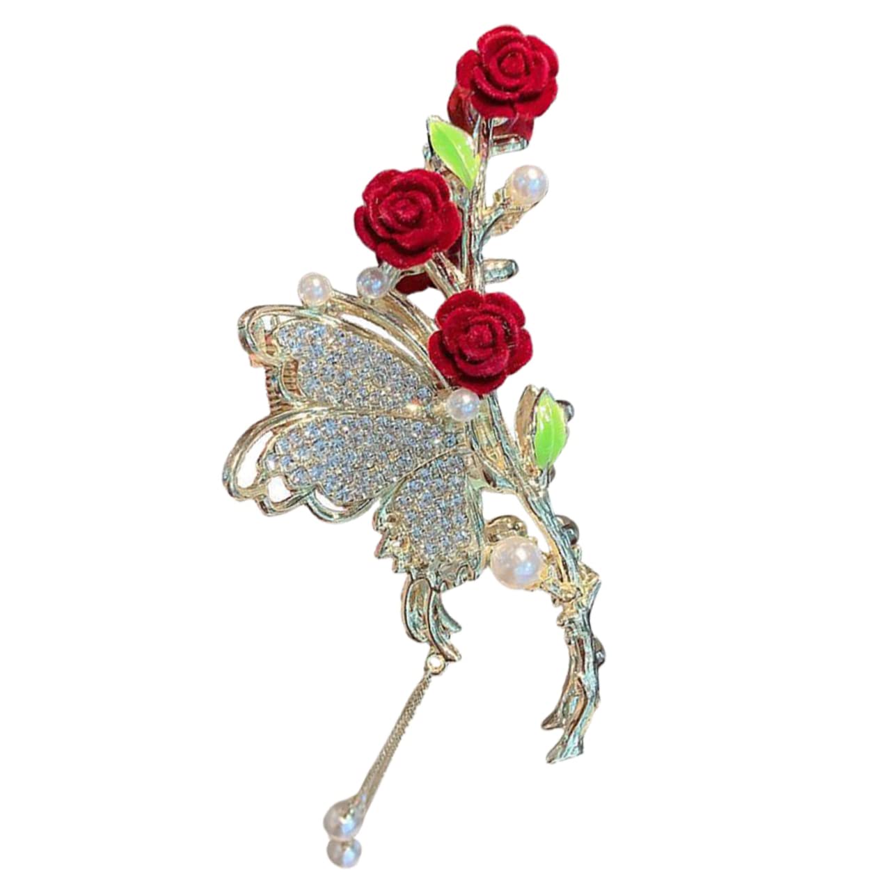minkissy 4pezzi Fermaglio Per Forma Di Fiore Con Perle e Strass Clip Per Rosa Per Acconciature Eleganti e Pratiche Per Donne e Normali