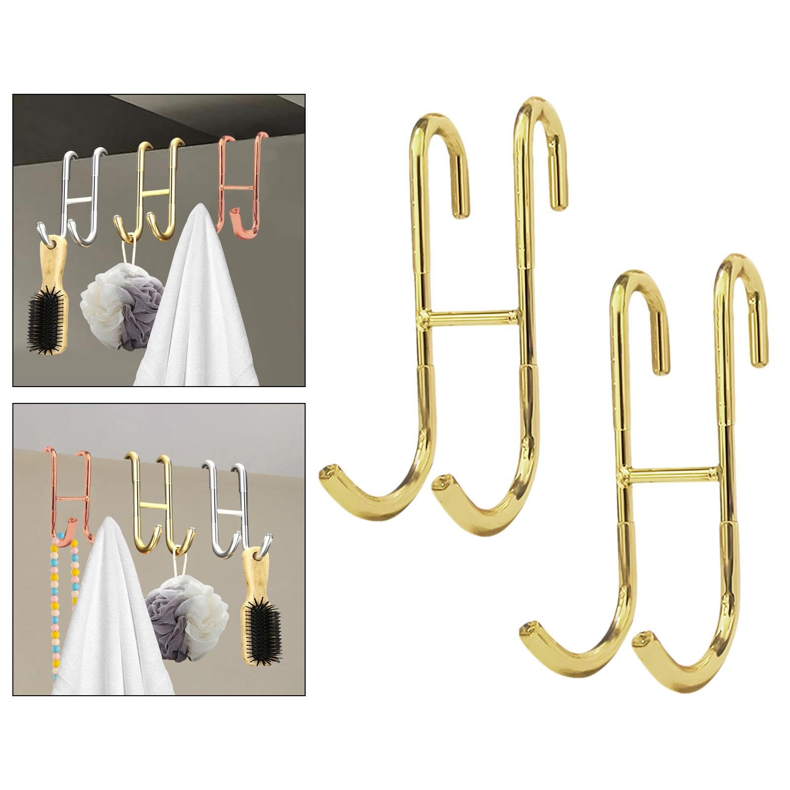 Sharplace Paquete de 2 Ganchos para Puerta de Ducha para Colgar, Decoración, Organizador, Percha, Toallero para Baño, Cocina, Bolso, Monedero, Albornoces, Oro