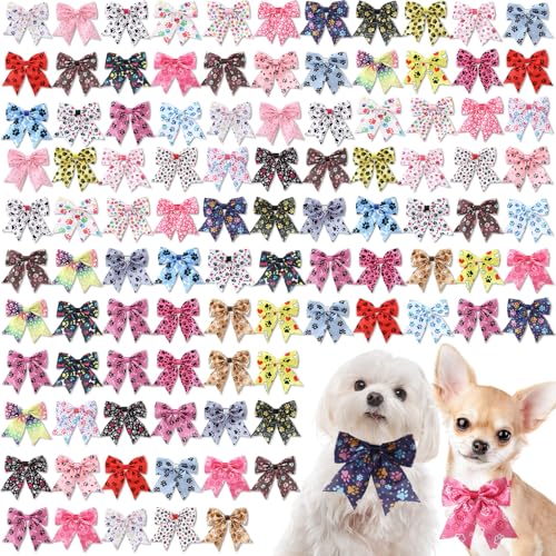 Dog bow ties bulk set with adjustable collar