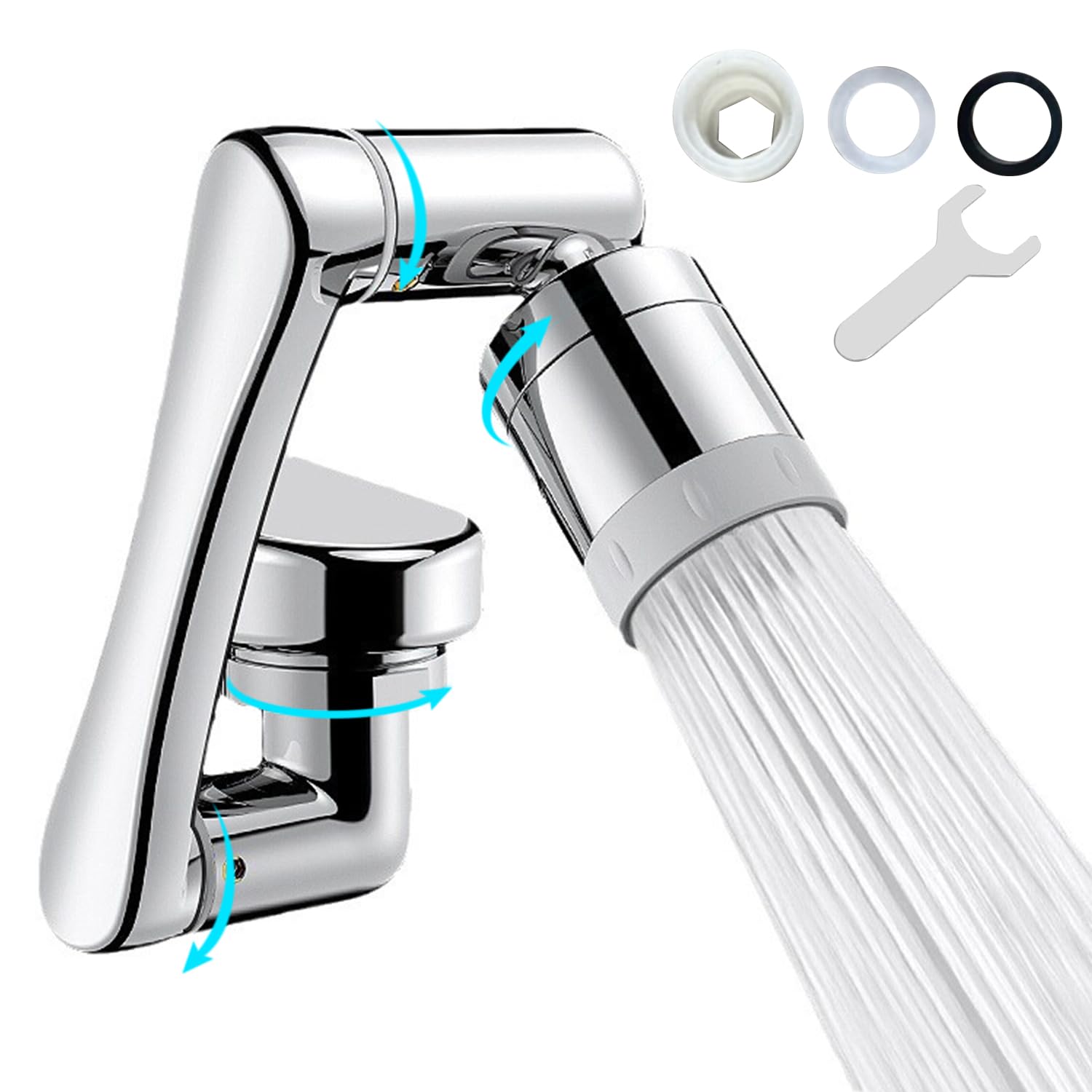 Faucet Extender 1080°Swivel, 2 Mode Rotating Splash Sink Aerator, 360° Rotatable Robotic Arm Water Filter Extension, Faucet Aerator Spray For Bathroom Kitchen