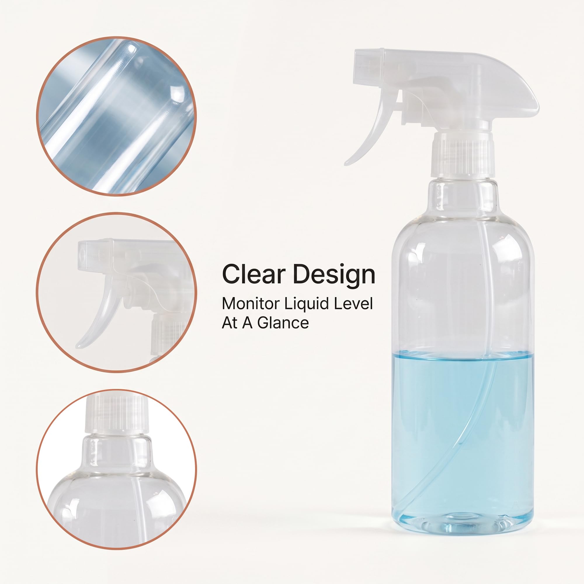 MOUYAT Lot de 10 vaporisateurs en plastique transparent de 500 ml, avec gâchette rechargeable, pour le nettoyage, l'arrosage