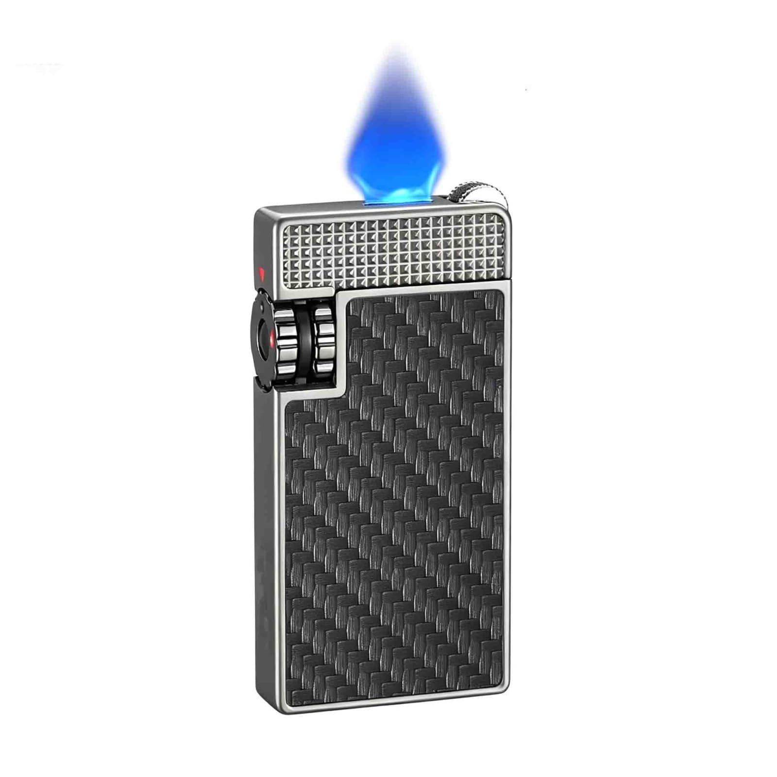 Encendedor de butano recargable, resistente al viento, llama azul plana para uso en exteriores, ideal para camping, asar y fumar, herramienta de llama duradera y fiable