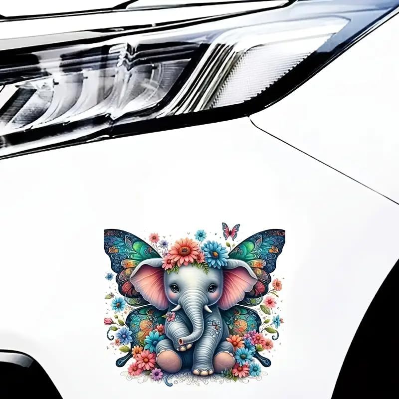 Elephant Vinyl Sticker with Colorful Floral PVC Vinyl Car Decals Stickers Waterproof Self-Adhesive Decals for Cars, Laptops, Trucks, Motorcycles Wall Window Luggage Scratch Cover Door Decor Sticker - Image 3