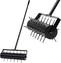 Rolling Lawn Aerator Roller with 42 Reinforced Ste...
