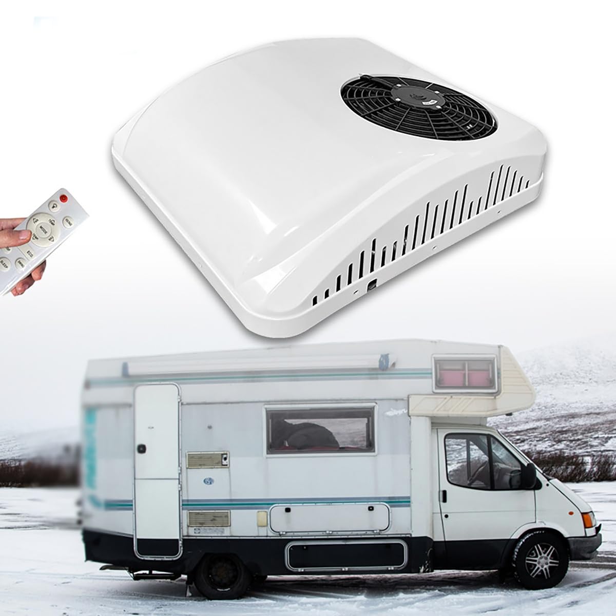 Bdcpmt One Color Rooftop Rv Air Conditioner With Heating & Cooling, 12/24V Rv Air Conditioner With Heat Cooling & Heating For Truck, Campers, Campervan, Caravan, Trailers And Motorhome(24V)