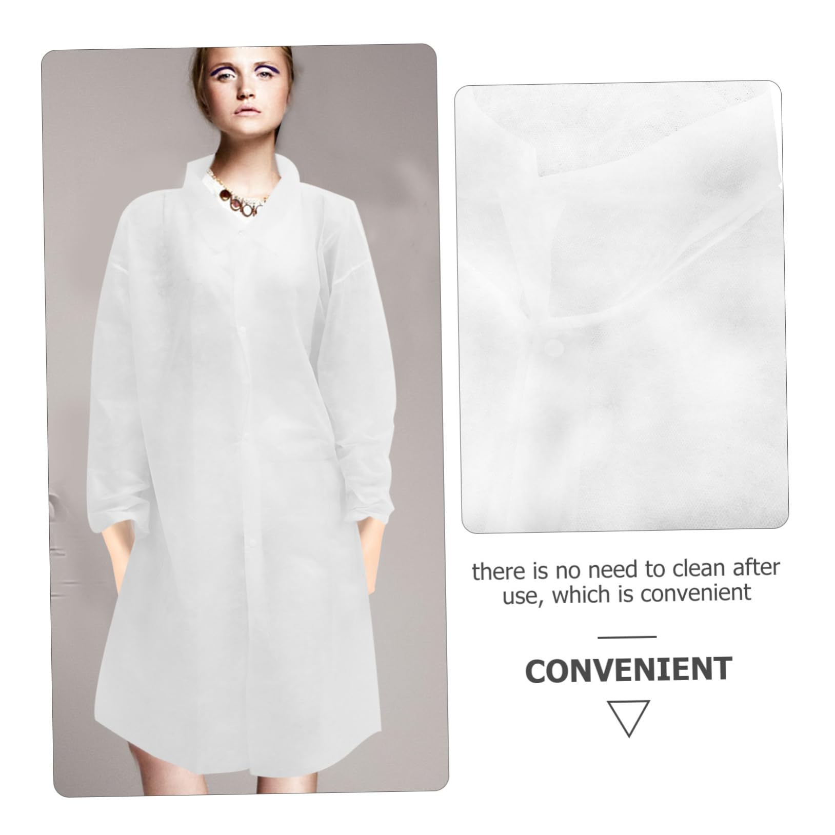 GALPADA Lab Coat Monouso Bianco Non Tessuto, Facile da Indossare e Togliere, per Manutenzione e Lavorazione Alimentare, Confezione da 10 Pezzi Stile Casuale
