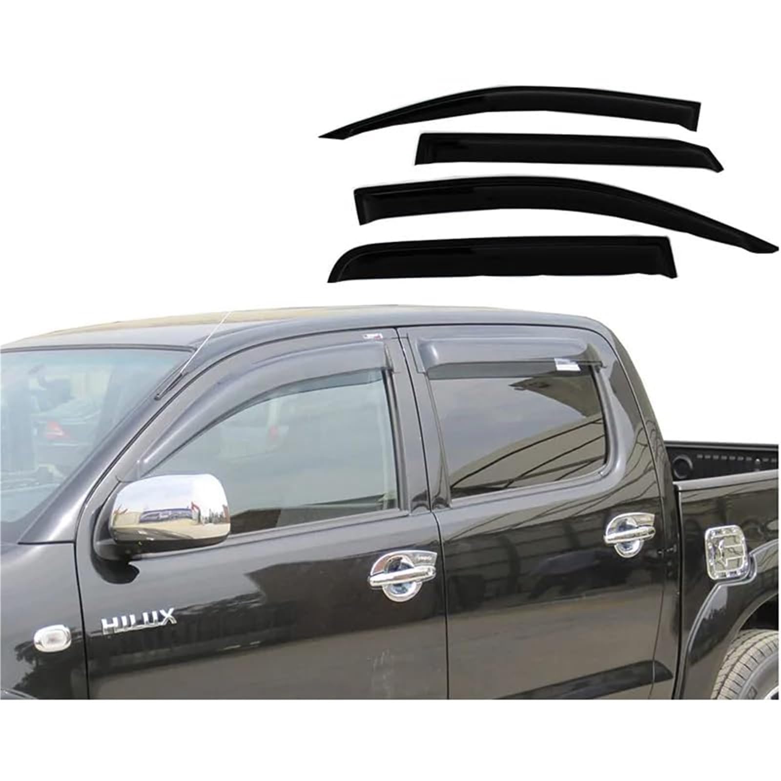 Owiewki szyb bocznych, dla Toyota, Hilux Vigo 2005 2006 2007 2008 2009 2010 2011 2012 2013 2014 osłony przeciwsłoneczne osłony przeciwdeszczowe Weathershileds Boczne okno Słońca
