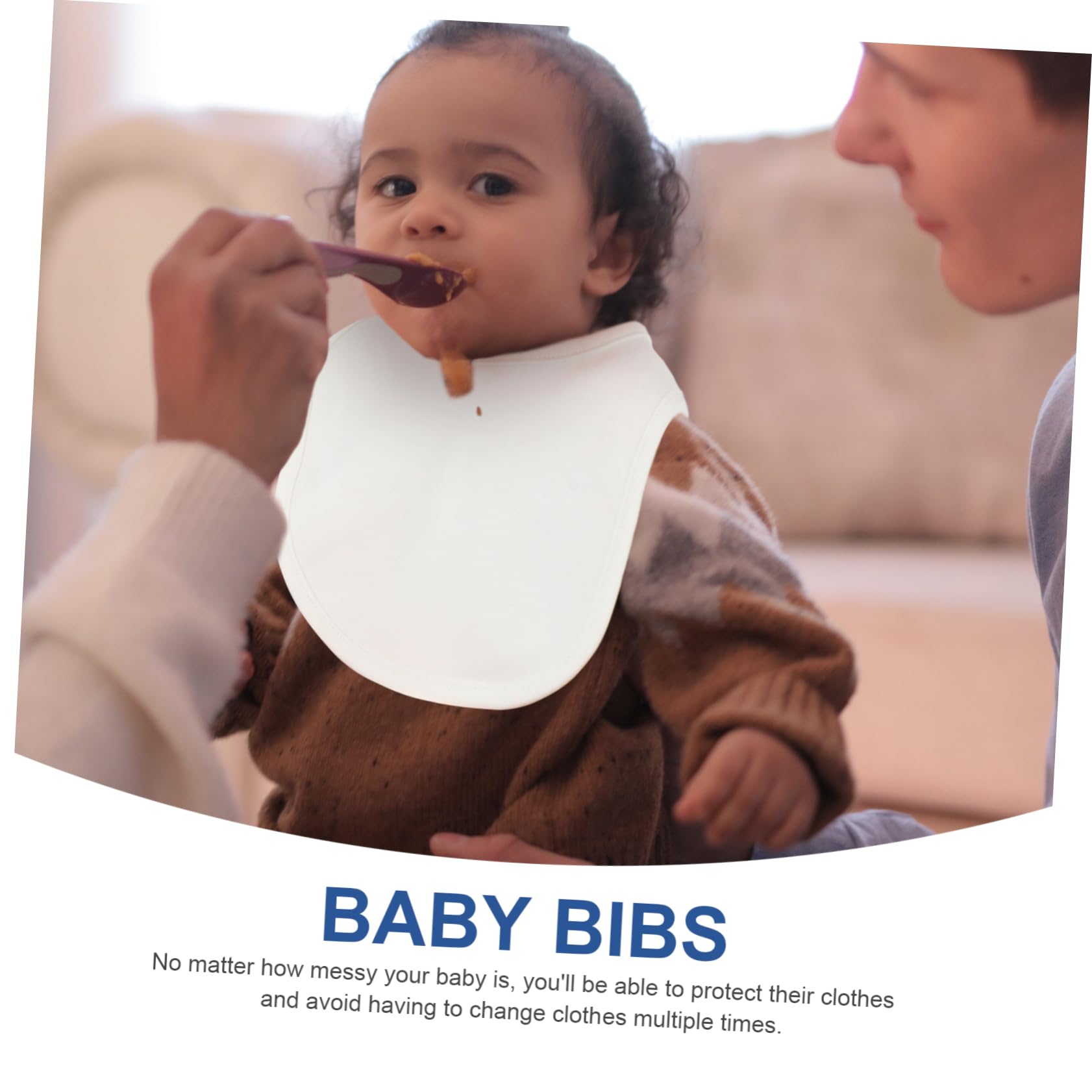 Baberos de Algodón de Doble Capa con Broches, 8 Piezas para Ñiño | Color Blanco, Lavables, para Babeo y Dentición, Diseño Apto para Niños Estilo Aleatorio