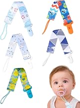 Set of 5 Clip Pacifier Holder for Baby, Adjustable Chain Baby Pacifier, Dummy Chain for Boys and Girls, One Piece Design, BPA-Free, Protects Your Baby, Multicoloured (E)