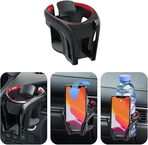 Portavasos de automóvil para ventilación, diseño innovador, soporte multifuncional 2 en 1 para bebidas + soporte para teléfono para ventilación del