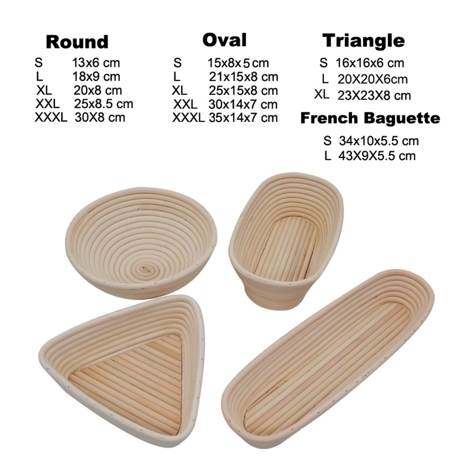 Cesta de fermentación masa pan ratán ovalada(Round 18X9)