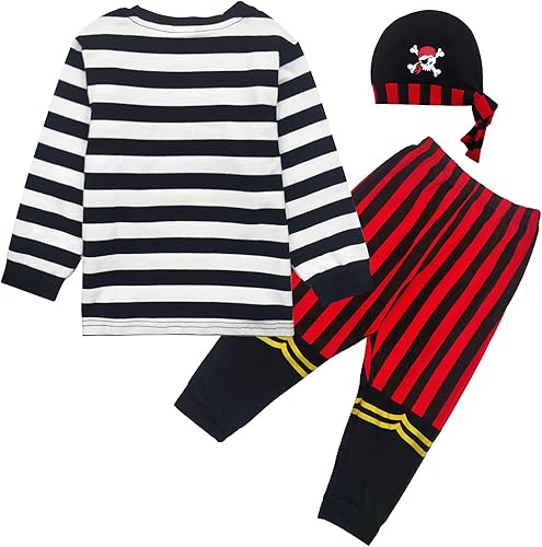Miniatura 2 de Toddler Kids Baby Boys Halloween Pirate Costumes Outfit with Hat, Children's Buccaneer Captain Clothes with Headpiece