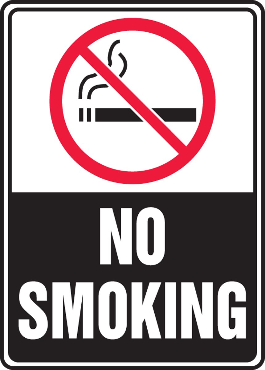 Accuform MSMK509VA Aluminum Safety Sign, Legend "NO Smoking" with Graphic, 10" Length x 7" Width, Red/Black on White