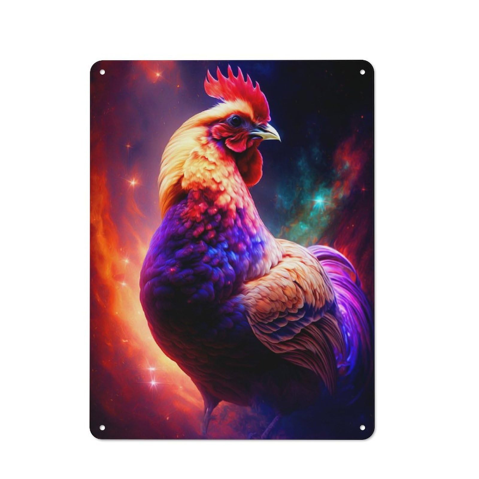 Rooster Vintage Metal Wall Decor 40x30cm, Garage Metal Sign for Workshop, Basement, Shed Or Games Room