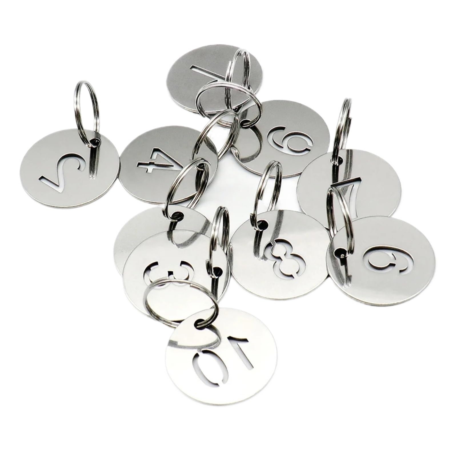 Breloki z numerowanymi zawieszkami, Okrągłe znaczniki numeryczne ze stali nierdzewnej 30 mm 1-200 Ażurowy wisiorek z płytką do identyfikatora breloczka(100-150)