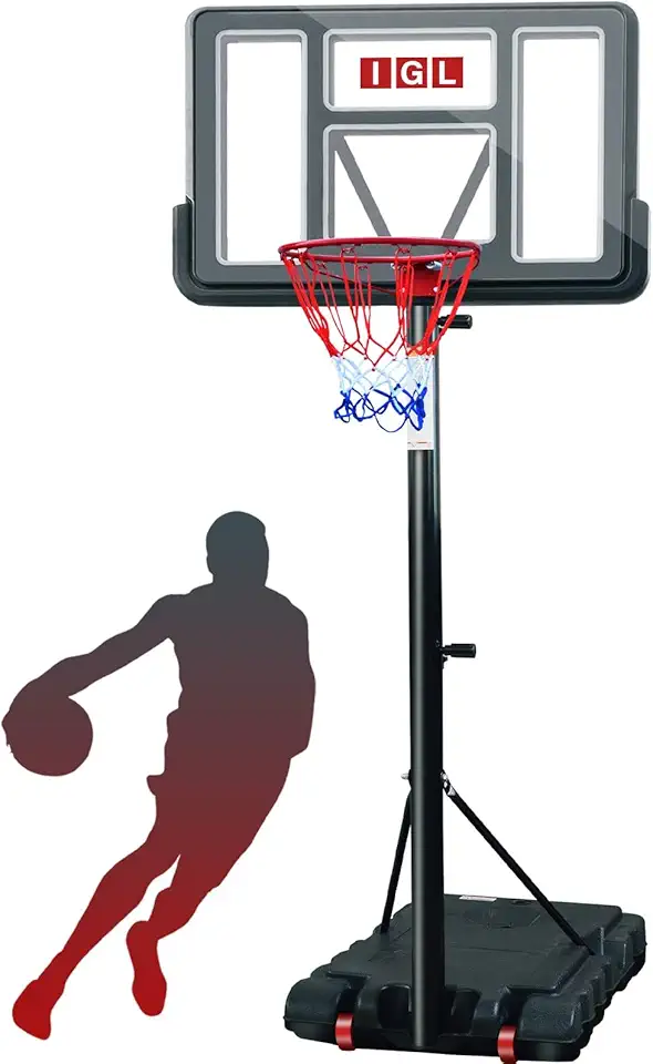 IGL Portable Basketball Hoop, 5.6-10FT Adjustable Basketball Goal System, 44 Inch Outdoor Basketball Hoop & Goals for Kids, Youth, and Adults in The Backyard, Driveway with PC Backboard product image