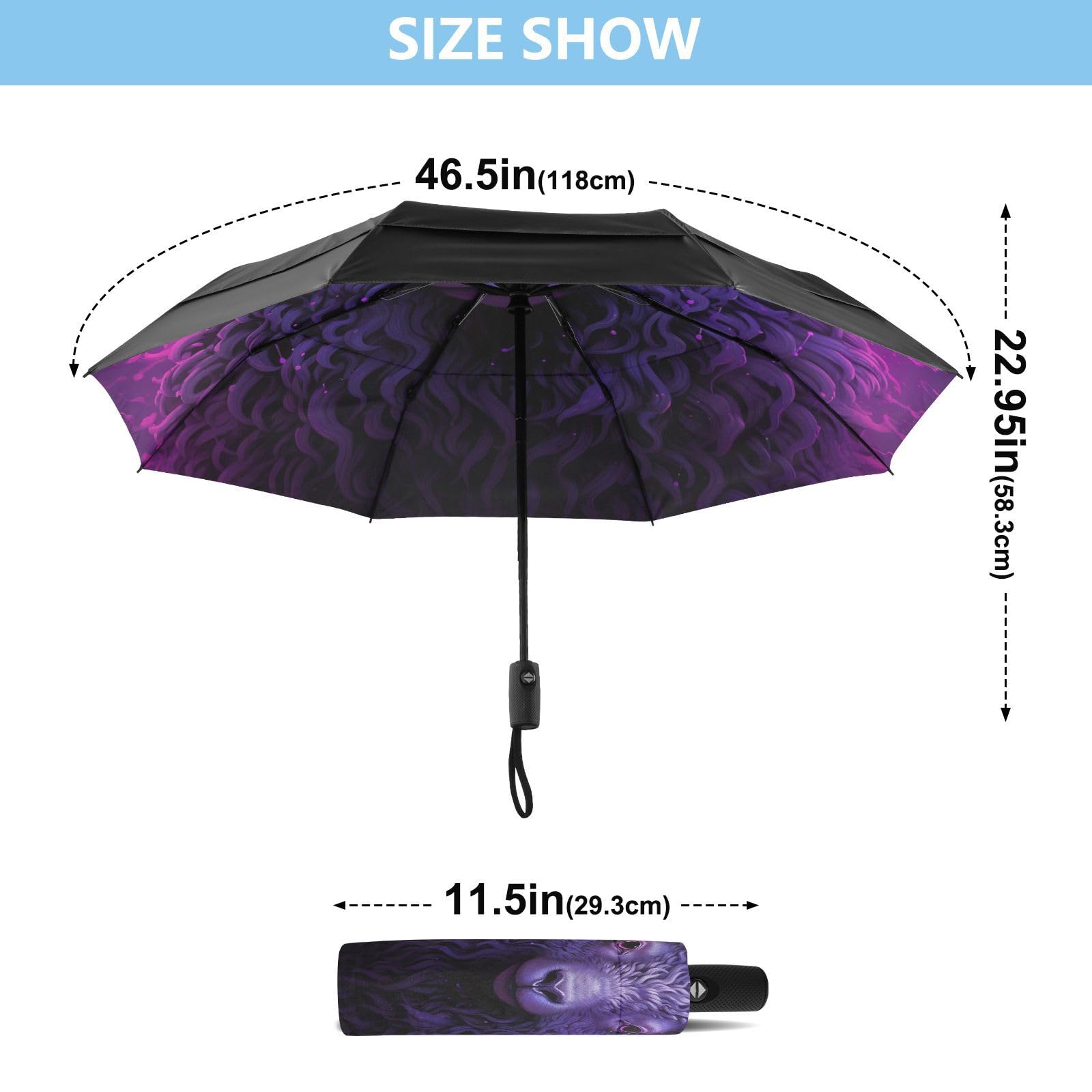 Oveja PúRpura Fresca Paraguas de Viaje Resistente al Viento Apertura Cierre AutomáTicos,Compacto con ProteccióN Solar UPF 50+ Ideal para JóVenes Chicas