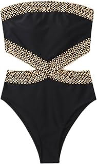 Milumia Women's Stitch Detail Strapless One Piece Swimsuit Cut Out Bandeau Bathing Suit Price In India