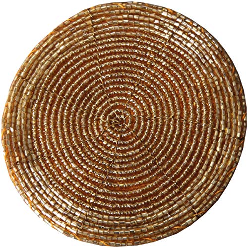 Set Sottobicchieri E Portatovaglioli In Vetro Con Perline - 18 Pezzi, Design Pinguino, Argento Antico, Fatto A Mano